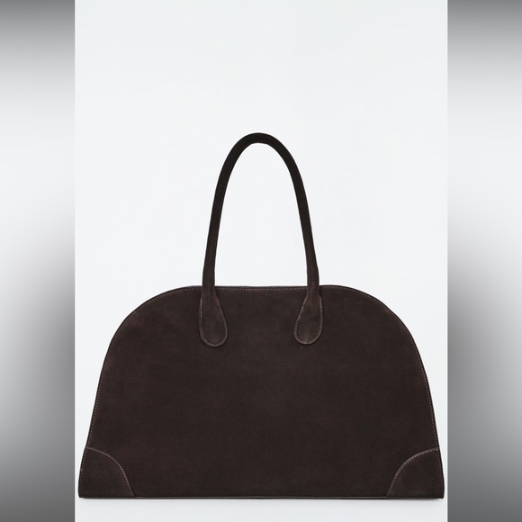 COS Dark Brown Suede Tote Bag - Picture 1 of 12